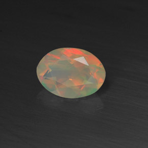 0.50캐럿 천연 멀티컬러 오팔, 투명한, 7.1×5.1 mm, 투명/반투명