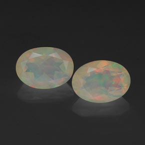 캐럿 천연 멀티컬러 오팔 보석, 투명한, 7.1×5.1 mm, 투명/반투명