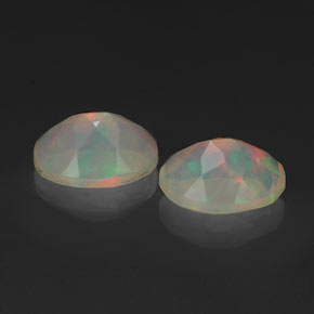 캐럿 천연 멀티컬러 오팔 보석, 투명한, 7.1×5.1 mm, 투명/반투명