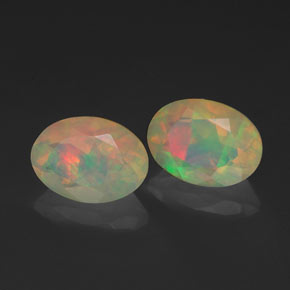 캐럿 천연 멀티컬러 오팔 보석, 투명한, 7.1×5.2 mm, 투명/반투명