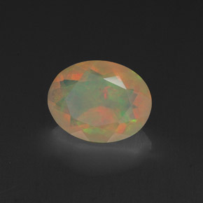 0.99캐럿 천연 멀티컬러 오팔, 타원형 컷, 9.1×7 mm, 투명한