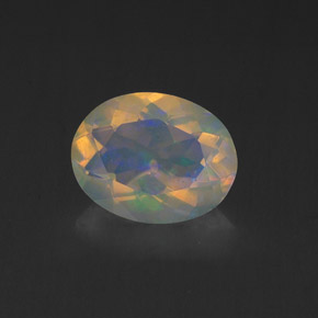 1.15캐럿 천연 멀티컬러 오팔, 타원형 컷, 9.1×7.1 mm, 투명한