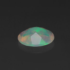0.98캐럿 천연 멀티컬러 오팔, 타원형 컷, 9.1×7.1 mm, 투명한