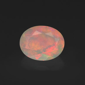1.36캐럿 천연 멀티컬러 오팔, 투명한, 9×7.1 mm, 투명/반투명