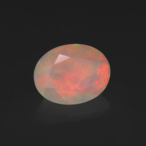 1.36캐럿 천연 멀티컬러 오팔, 투명한, 9×7.1 mm, 투명/반투명