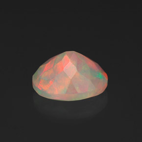 1.36캐럿 천연 멀티컬러 오팔, 투명한, 9×7.1 mm, 투명/반투명