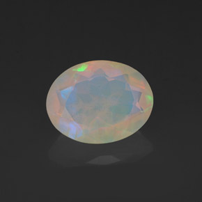 1.11캐럿 천연 멀티컬러 오팔, 투명한, 9×7 mm, 투명/반투명