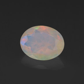 1.11캐럿 천연 멀티컬러 오팔, 투명한, 9×7 mm, 투명/반투명