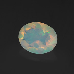 1.18캐럿 천연 멀티컬러 오팔, 타원형 컷, 9.1×7.2 mm, 투명한