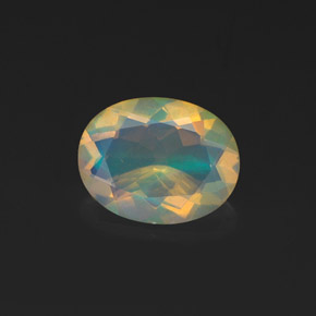 0.99캐럿 천연 멀티컬러 오팔, 타원형 컷, 9×7 mm, 투명한