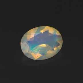 0.99캐럿 천연 멀티컬러 오팔, 타원형 컷, 9×7 mm, 투명한