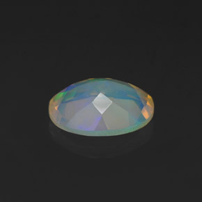 0.99캐럿 천연 멀티컬러 오팔, 타원형 컷, 9×7 mm, 투명한