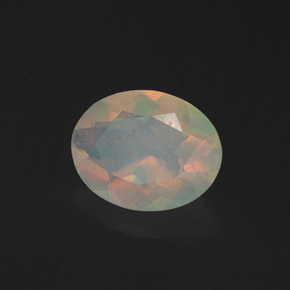 1.05캐럿 천연 멀티컬러 오팔, 타원형 컷, 9×7.1 mm, 투명한