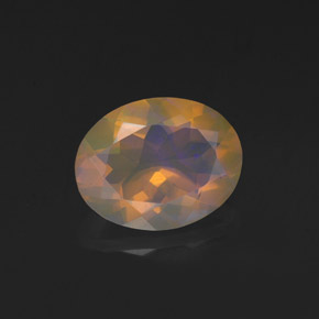 1.14캐럿 천연 멀티컬러 오팔, 타원형 컷, 9.1×7.1 mm, 투명한