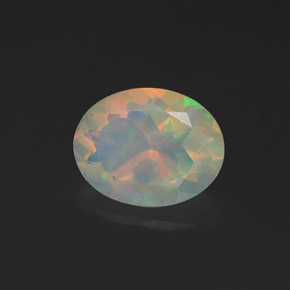 1.08캐럿 천연 멀티컬러 오팔, 타원형 컷, 9.1×7.1 mm, 투명한