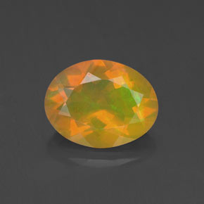 1.21캐럿 천연 멀티컬러 오팔, 타원형 컷, 9.1×7 mm, 투명한