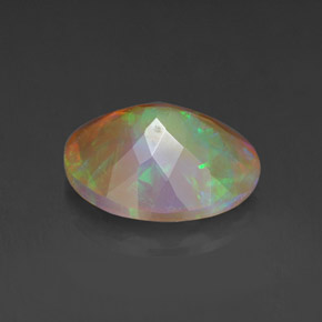 1.45캐럿 천연 멀티컬러 오팔, 타원형 컷, 9.9×8 mm, 투명한