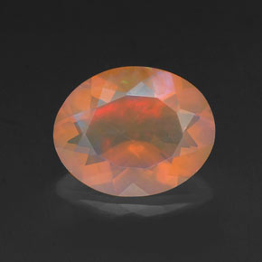 1.40캐럿 천연 멀티컬러 오팔, 타원형 컷, 10×8.1 mm, 투명한