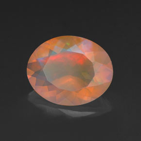 1.40캐럿 천연 멀티컬러 오팔, 타원형 컷, 10×8.1 mm, 투명한