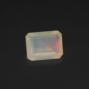 1.36캐럿 천연 멀티컬러 오팔, 에메랄드 컷, 9×7 mm, 투명한