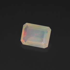 1.36캐럿 천연 멀티컬러 오팔, 에메랄드 컷, 9×7 mm, 투명한
