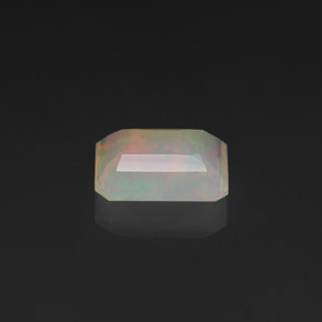 1.36캐럿 천연 멀티컬러 오팔, 에메랄드 컷, 9×7 mm, 투명한