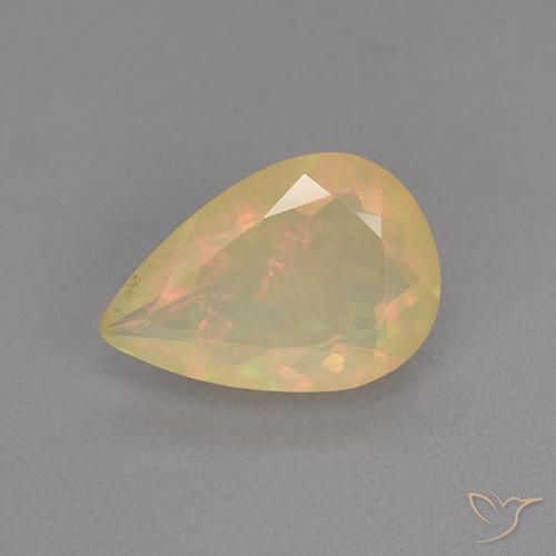 1.12ct 자연스러운 다색 오팔, 배 모양, 투명한