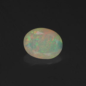 0.98캐럿 천연 멀티컬러 오팔, 투명한, 9×7.1 mm, 투명/반투명