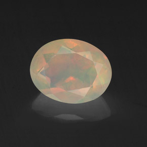 1.15캐럿 천연 멀티컬러 오팔, 타원형 컷, 9×7 mm, 투명한