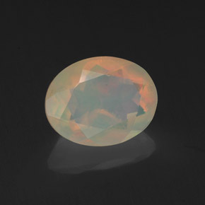 1.15캐럿 천연 멀티컬러 오팔, 타원형 컷, 9×7 mm, 투명한
