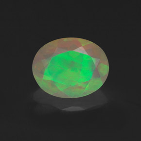1.06캐럿 천연 멀티컬러 오팔, 타원형 컷, 9×7.1 mm, 투명한