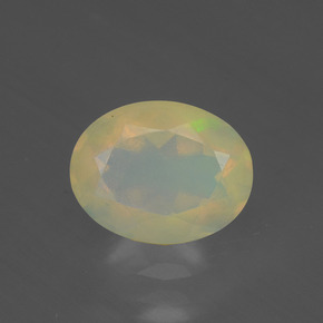 1.18캐럿 천연 멀티컬러 오팔, 타원형 컷, 9.1×7.1 mm, 투명한