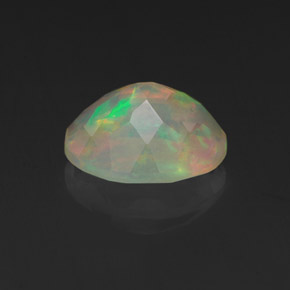 1.28캐럿 천연 멀티컬러 오팔, 타원형 컷, 9.1×7.1 mm, 투명한