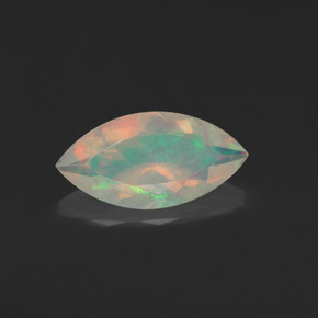 0.97캐럿 천연 멀티컬러 오팔, 마퀴즈, 12.2×6.1 mm, 투명한