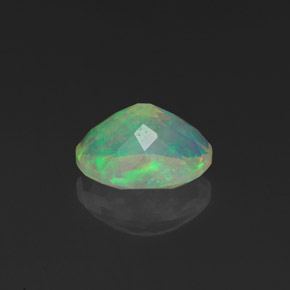 1.29캐럿 천연 멀티컬러 오팔, 타원형 컷, 9.1×7.1 mm, 투명한