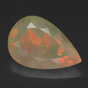 4.29캐럿 천연 멀티컬러 오팔, 배 모양, 17.1×11.3 mm, 불투명체