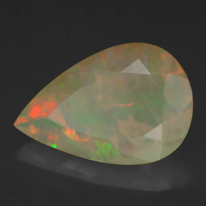 4.29캐럿 천연 멀티컬러 오팔, 배 모양, 17.1×11.3 mm, 불투명체
