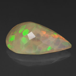 4.29캐럿 천연 멀티컬러 오팔, 배 모양, 17.1×11.3 mm, 불투명체