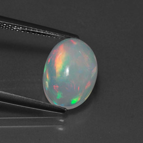 2.46캐럿 천연 멀티컬러 오팔, 타원형 컷, 11.9×8.3 mm, 투명한
