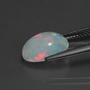 2.46캐럿 천연 멀티컬러 오팔, 타원형 컷, 11.9×8.3 mm, 투명한