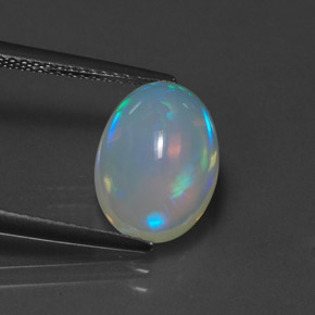 2.90캐럿 천연 멀티컬러 오팔, 타원형 컷, 11.8×8.8 mm, 투명한
