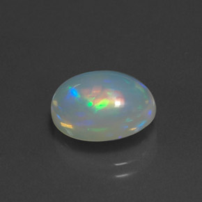 2.90캐럿 천연 멀티컬러 오팔, 타원형 컷, 11.8×8.8 mm, 투명한
