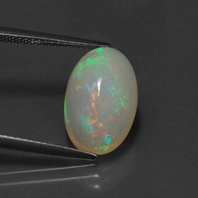 4.21캐럿 천연 멀티컬러 오팔, 투명한, 14.6×9.4 mm, 투명/반투명