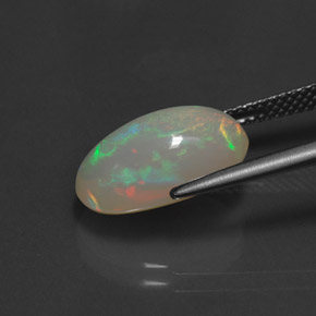 4.21캐럿 천연 멀티컬러 오팔, 투명한, 14.6×9.4 mm, 투명/반투명