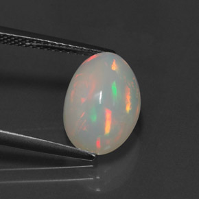 2.98캐럿 천연 멀티컬러 오팔, 투명한, 12.6×8.6 mm, 투명/반투명
