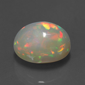 4.94캐럿 천연 멀티컬러 오팔, 투명한, 12.7×9.7 mm, 투명/반투명