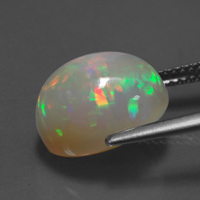 4.94캐럿 천연 멀티컬러 오팔, 투명한, 12.7×9.7 mm, 투명/반투명