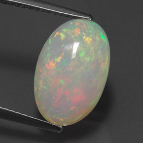 4.88캐럿 천연 멀티컬러 오팔, 투명한, 14.3×9.2 mm, 투명/반투명