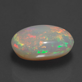 4.88캐럿 천연 멀티컬러 오팔, 투명한, 14.3×9.2 mm, 투명/반투명