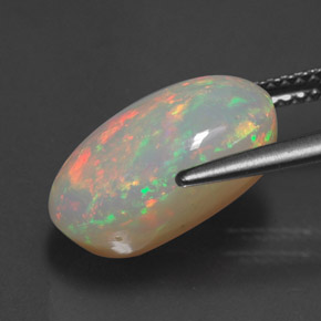 4.88캐럿 천연 멀티컬러 오팔, 투명한, 14.3×9.2 mm, 투명/반투명
